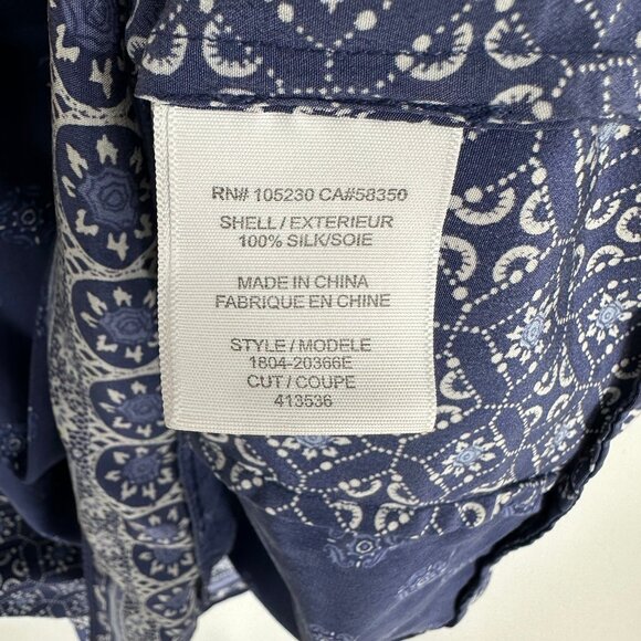 3/$25 Joie 100% Silk Peasant Top Blouse XS Short Sleeves Smocked Boho Navy Blue - Picture 7 of 7